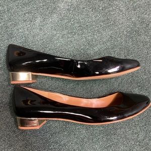 Lily metallic-heel patent ballet flats